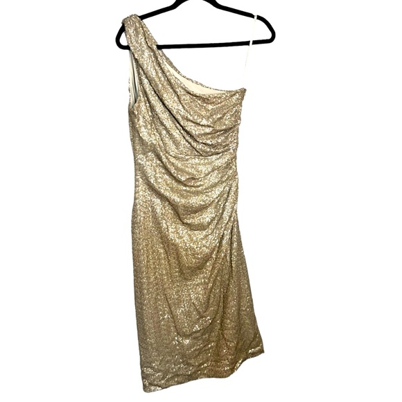 Ralph Lauren Dresses & Skirts - Ralph Lauren Evening Gold Sequin One Shoulder Dress